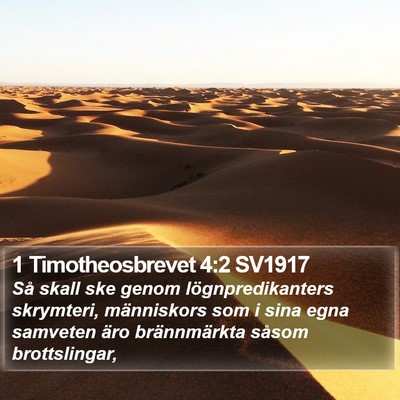 1 Timotheosbrevet 4:2 SV1917 Bible Verse Image