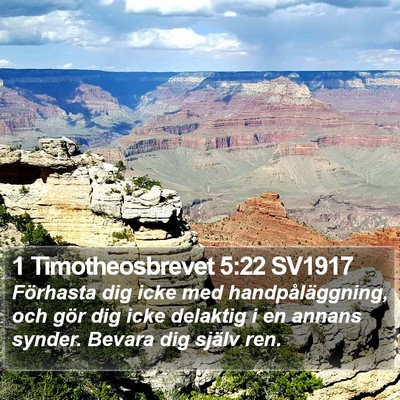 1 Timotheosbrevet 5:22 SV1917 Bible Verse Image