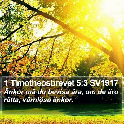 1 Timotheosbrevet 5:3 SV1917 Bible Verse Image