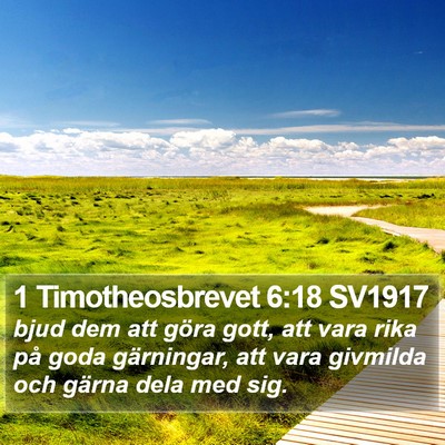 1 Timotheosbrevet 6:18 SV1917 Bible Verse Image