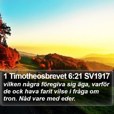 1 Timotheosbrevet 6:21 SV1917 Bible Verse Image