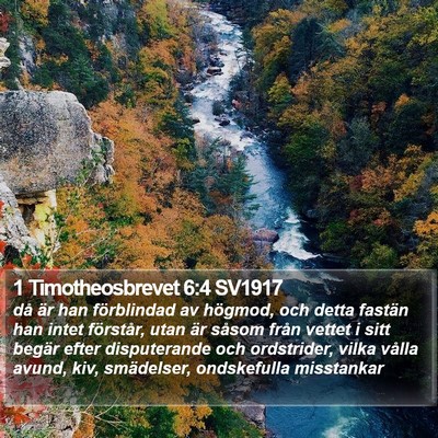 1 Timotheosbrevet 6:4 SV1917 Bible Verse Image