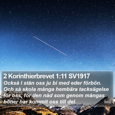 2 Korinthierbrevet 1:11 SV1917 Bible Verse Image