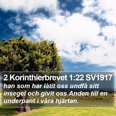 2 Korinthierbrevet 1:22 SV1917 Bible Verse Image