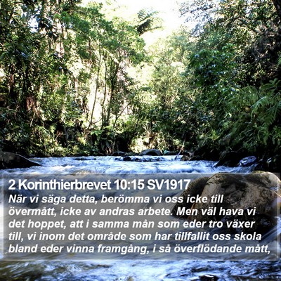 2 Korinthierbrevet 10:15 SV1917 Bible Verse Image