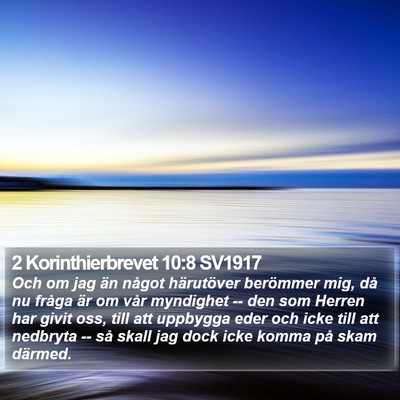 2 Korinthierbrevet 10:8 SV1917 Bible Verse Image
