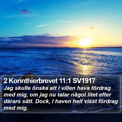 2 Korinthierbrevet 11:1 SV1917 Bible Verse Image