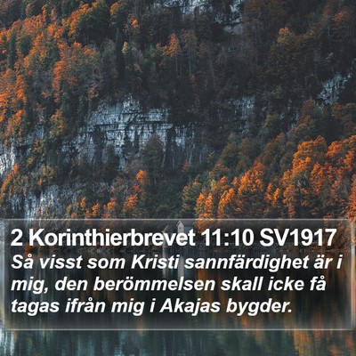 2 Korinthierbrevet 11:10 SV1917 Bible Verse Image