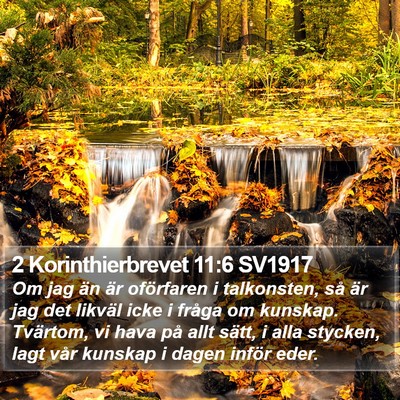 2 Korinthierbrevet 11:6 SV1917 Bible Verse Image