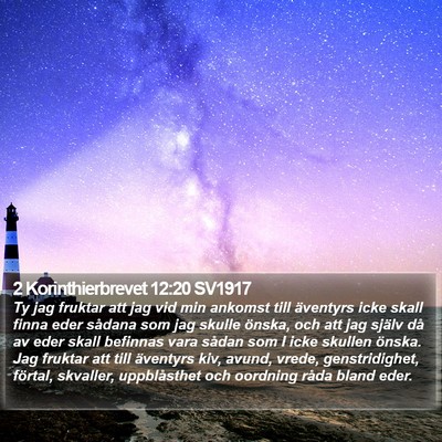 2 Korinthierbrevet 12:20 SV1917 Bible Verse Image