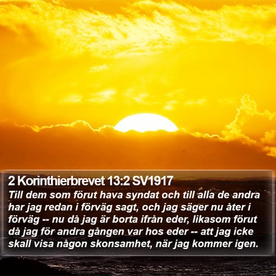 2 Korinthierbrevet 13:2 SV1917 Bible Verse Image