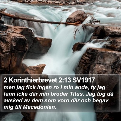 2 Korinthierbrevet 2:13 SV1917 Bible Verse Image