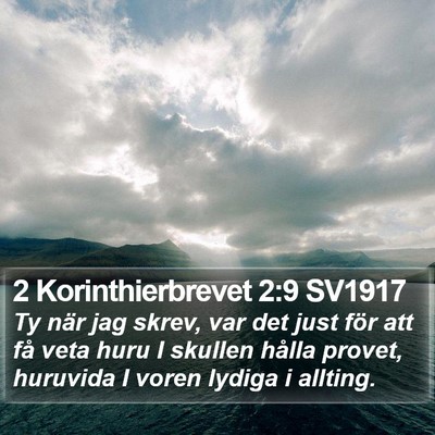 2 Korinthierbrevet 2:9 SV1917 Bible Verse Image