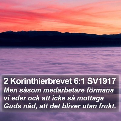 2 Korinthierbrevet 6:1 SV1917 Bible Verse Image