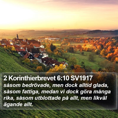 2 Korinthierbrevet 6:10 SV1917 Bible Verse Image