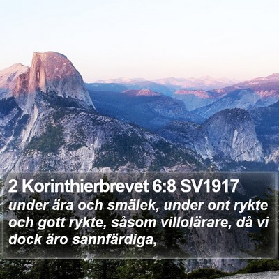 2 Korinthierbrevet 6:8 SV1917 Bible Verse Image