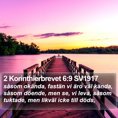 2 Korinthierbrevet 6:9 SV1917 Bible Verse Image