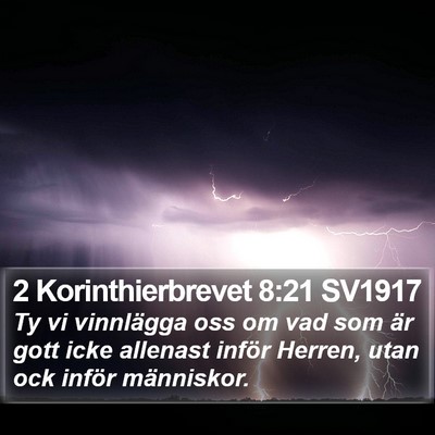 2 Korinthierbrevet 8:21 SV1917 Bible Verse Image