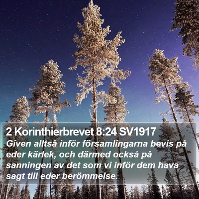 2 Korinthierbrevet 8:24 SV1917 Bible Verse Image