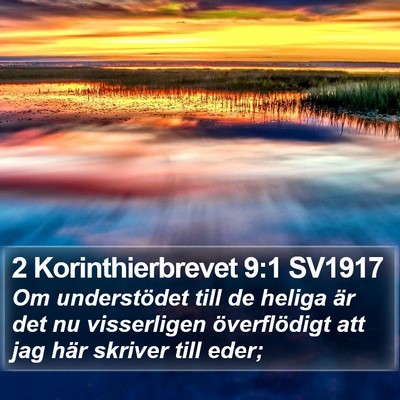 2 Korinthierbrevet 9:1 SV1917 Bible Verse Image