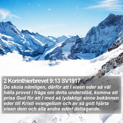 2 Korinthierbrevet 9:13 SV1917 Bible Verse Image