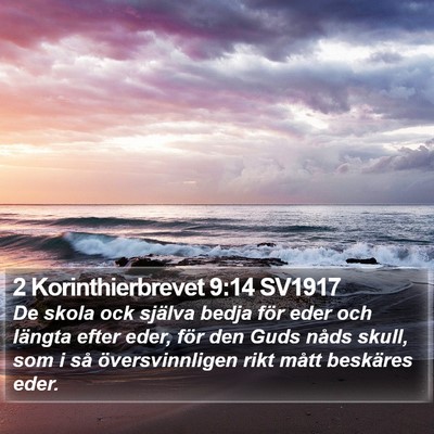 2 Korinthierbrevet 9:14 SV1917 Bible Verse Image