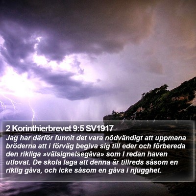 2 Korinthierbrevet 9:5 SV1917 Bible Verse Image