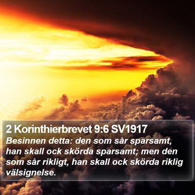 2 Korinthierbrevet 9:6 SV1917 Bible Verse Image