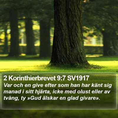 2 Korinthierbrevet 9:7 SV1917 Bible Verse Image