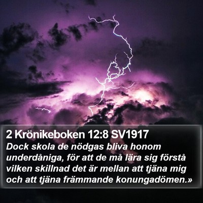 2 Krönikeboken 12:8 SV1917 Bible Verse Image