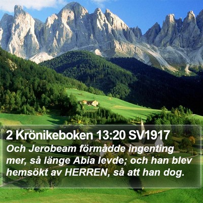 2 Krönikeboken 13:20 SV1917 Bible Verse Image