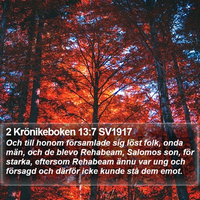 2 Krönikeboken 13:7 SV1917 Bible Verse Image
