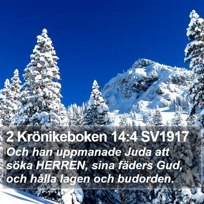 2 Krönikeboken 14:4 SV1917 Bible Verse Image