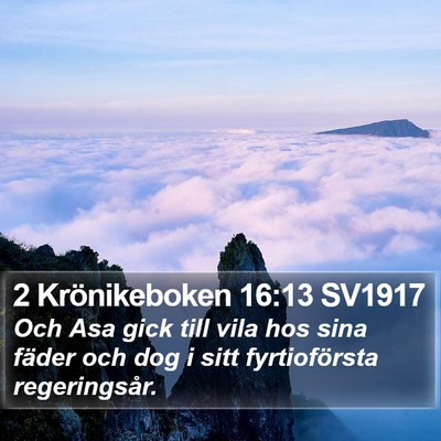 2 Krönikeboken 16:13 SV1917 Bible Verse Image