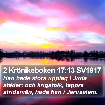 2 Krönikeboken 17:13 SV1917 Bible Verse Image