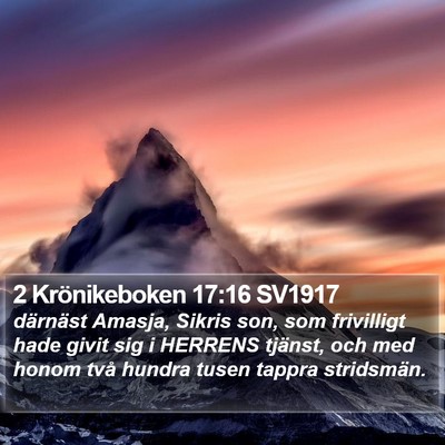 2 Krönikeboken 17:16 SV1917 Bible Verse Image