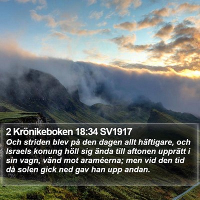 2 Krönikeboken 18:34 SV1917 Bible Verse Image