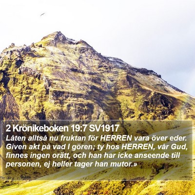 2 Krönikeboken 19:7 SV1917 Bible Verse Image