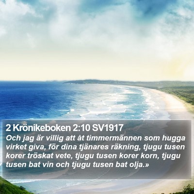 2 Krönikeboken 2:10 SV1917 Bible Verse Image