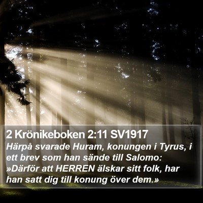 2 Krönikeboken 2:11 SV1917 Bible Verse Image