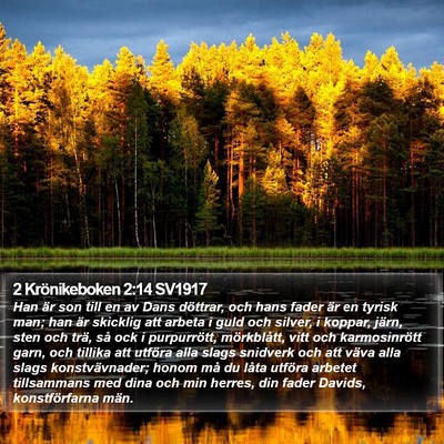 2 Krönikeboken 2:14 SV1917 Bible Verse Image