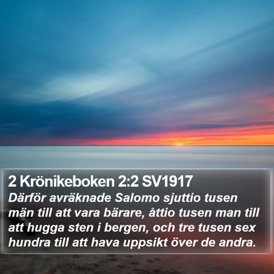 2 Krönikeboken 2:2 SV1917 Bible Verse Image