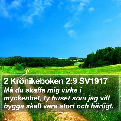 2 Krönikeboken 2:9 SV1917 Bible Verse Image