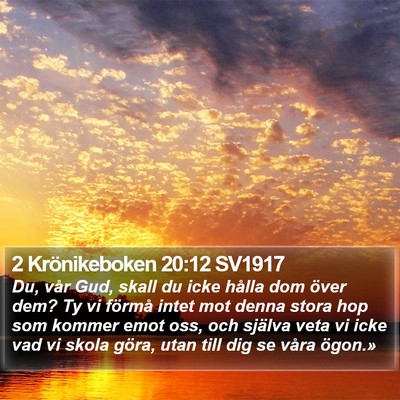 2 Krönikeboken 20:12 SV1917 Bible Verse Image