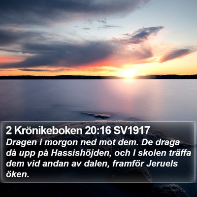 2 Krönikeboken 20:16 SV1917 Bible Verse Image