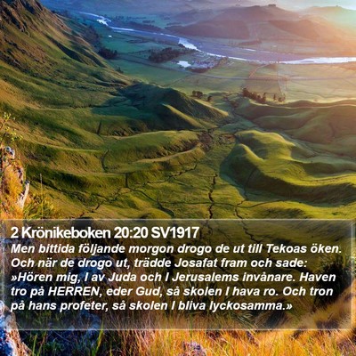 2 Krönikeboken 20:20 SV1917 Bible Verse Image
