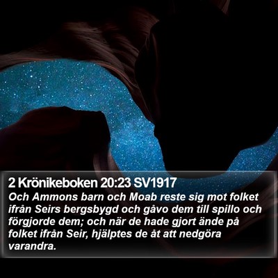 2 Krönikeboken 20:23 SV1917 Bible Verse Image