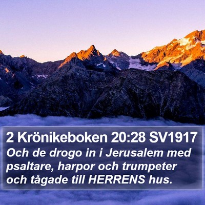 2 Krönikeboken 20:28 SV1917 Bible Verse Image