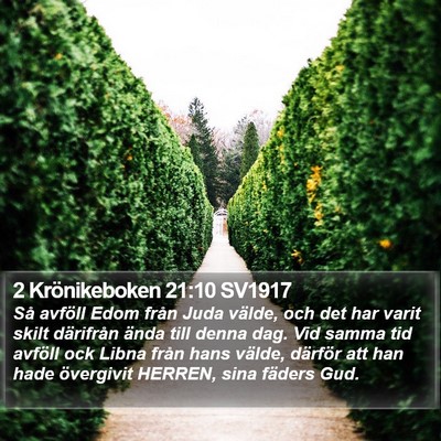 2 Krönikeboken 21:10 SV1917 Bible Verse Image