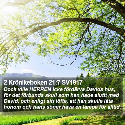 2 Krönikeboken 21:7 SV1917 Bible Verse Image